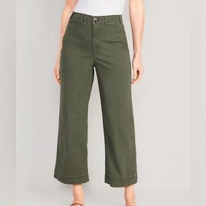High-Waisted Wide-Leg Cropped Chino Pants for Women - Size 6